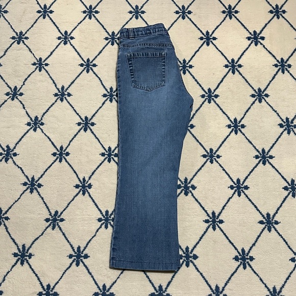 Embroidered Pink Paisley Floral Medium Wash Cropped Jeans - Picture 2 of 3